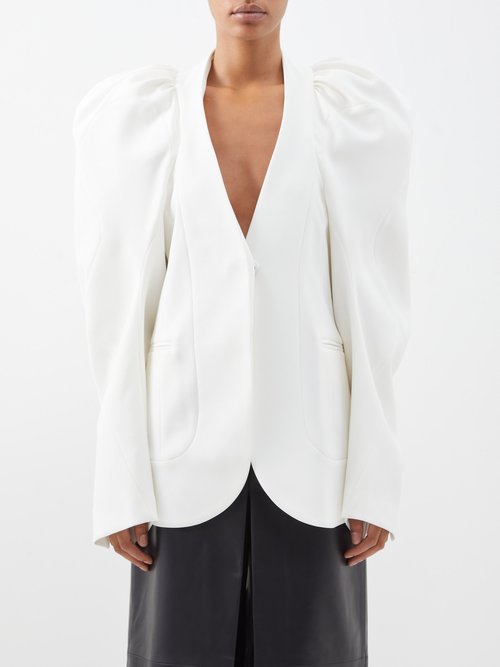 Ashlyn Grace Puff-sleeved Cutout Crepe Tailored Jacket