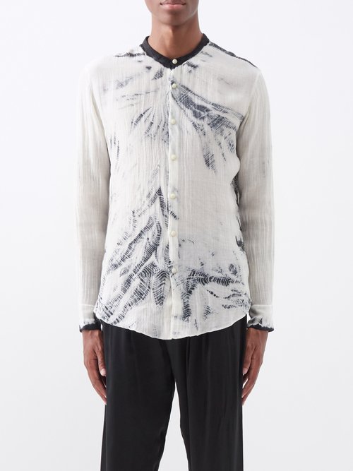 delos - adelmar shibori-dyed cotton-blend shirt mens white multi