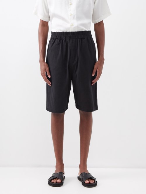 delos - lanzo elasticated-waist cotton-twill shorts mens black