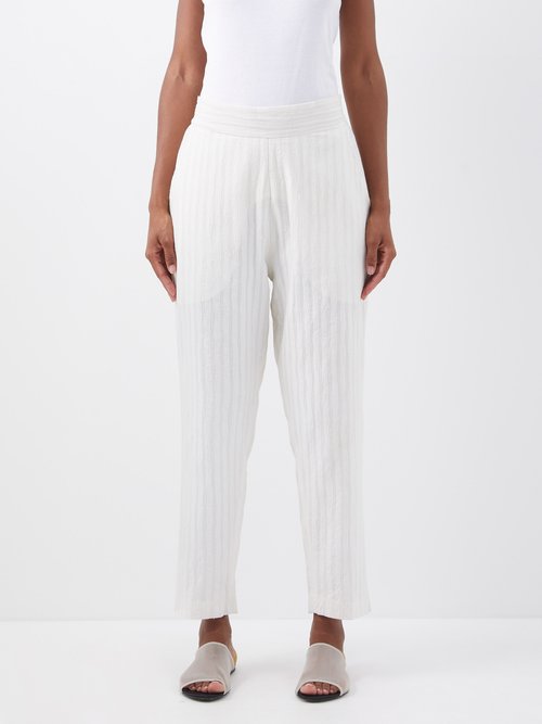 delos - cyrus embroidered cotton trousers womens white