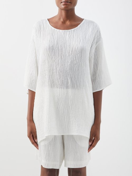 delos - aurelius silk-muslin t-shirt womens white