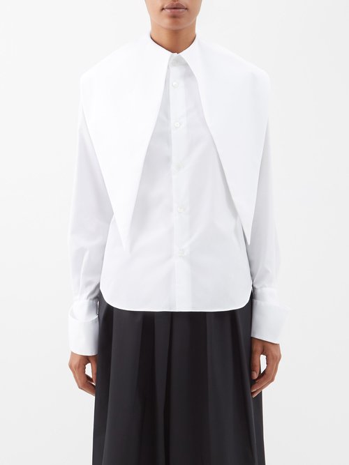 Noir Kei Ninomiya - Exaggerated Chelsea-collar Cotton-poplin Shirt White