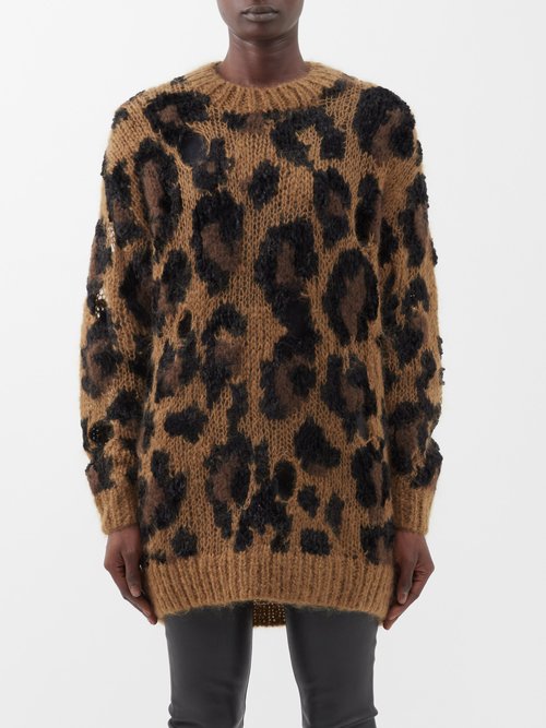Junya Watanabe - Leopard-print Jacquard Longline Wool Sweater Leopard