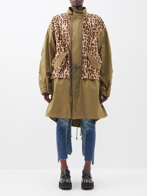 Junya Watanabe - Leopard-print Faux-fur And Cotton Parka Jacket Khaki Multi