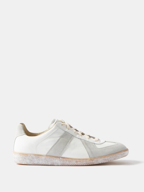 Maison Margiela Replica Painted-sole Suede And Leather Trainers In ...