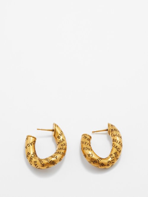 Logo-engraved Gold Hoop Earrings