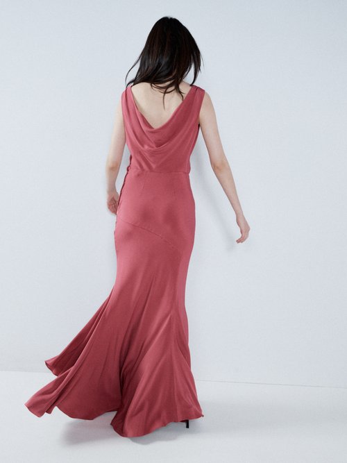Raey - Cowl-back Seam-detail Silk Maxi Dress - Womens - Pink