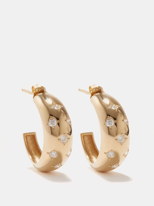 Aura Scattered Star Diamond & 14kt Gold Earrings