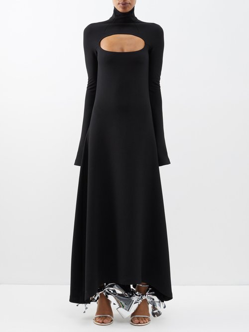 A.w.a.k.e. Mode - Cutout Flared Midi Dress - Womens - Black
