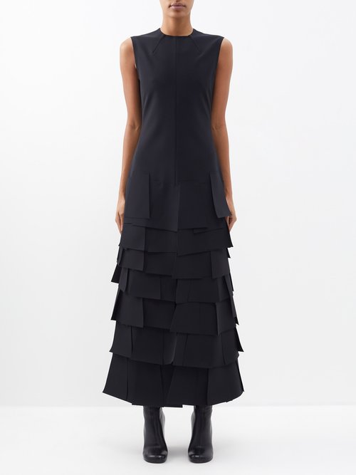 A.w.a.k.e. Mode - Cutout Panelled Crepe Dress - Womens - Black