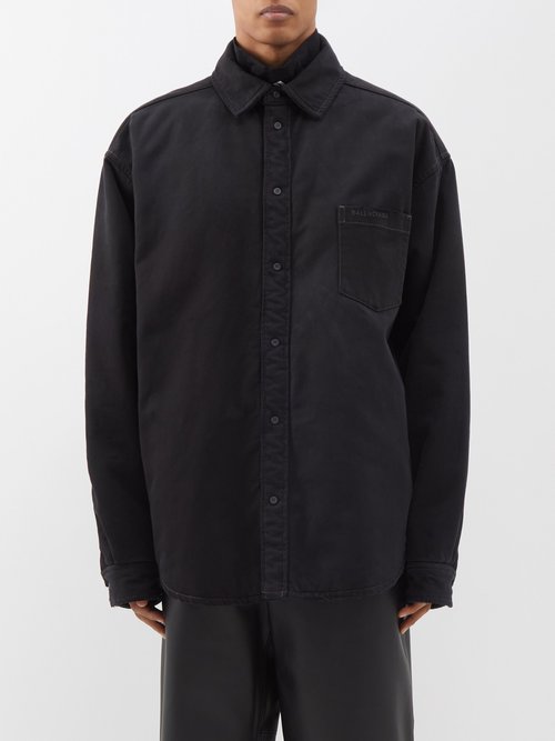 Balenciaga - Padded Oversized Denim Shirt - Mens - Black