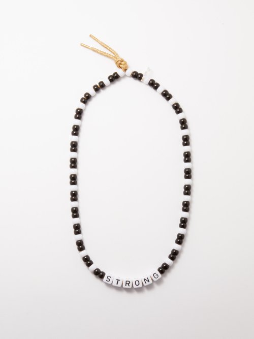 lovebeads by lauren rubinski - strong bead and lurex necklace womens black white