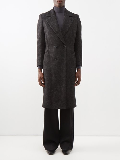 Saint Laurent - Double-breasted Wool Coat - Mens - Black Grey