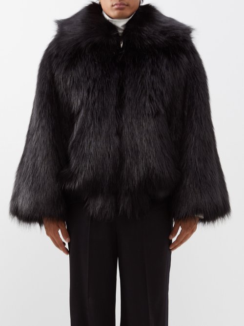 Saint Laurent - Wide-collar Faux-fur Coat - Mens - Black