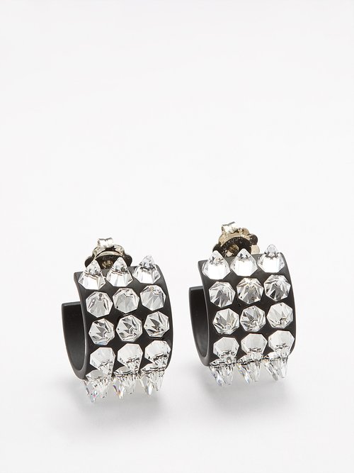 Black Diamond Spike Hoop Earrings