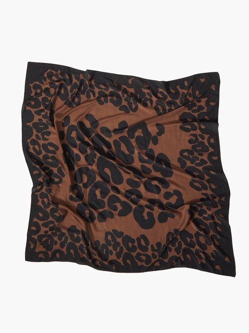Raey - True Leopard-print Wool-blend Twill Scarf - Womens - Brown Print