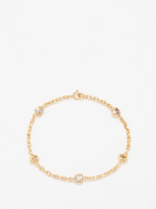 theodora warre - zircon & gold-plated heart chain bracelet womens gold multi