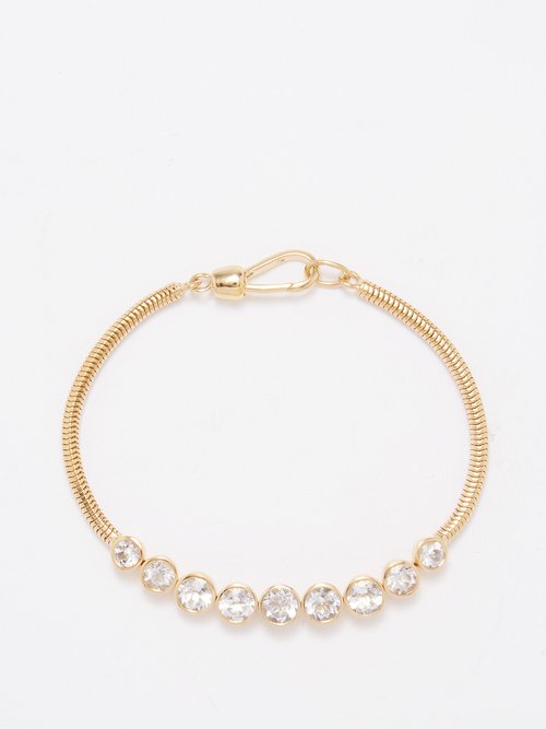 theodora warre - zircon & gold-plated snake-chain bracelet womens gold multi