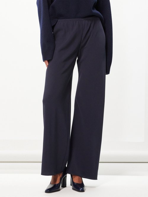 The Row - Gala Double-cady Wide-leg Trousers - Womens - Navy