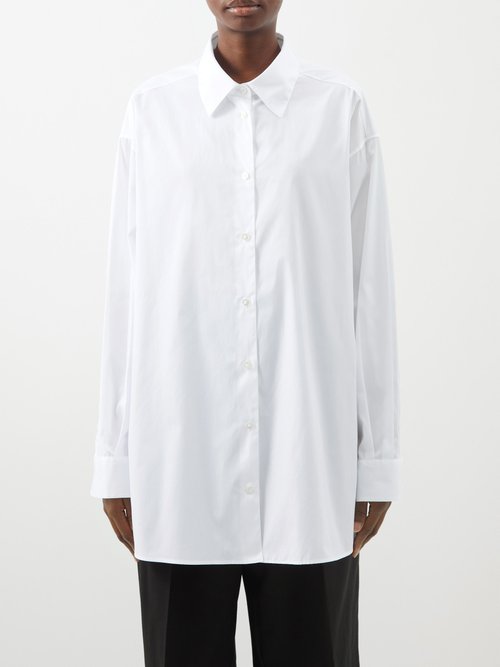 The Row - Luka Oversized Cotton-poplin Shirt - Womens - White