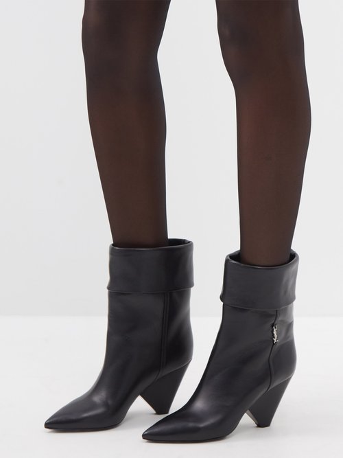 Black Niki 85 YSL-logo leather ankle boots