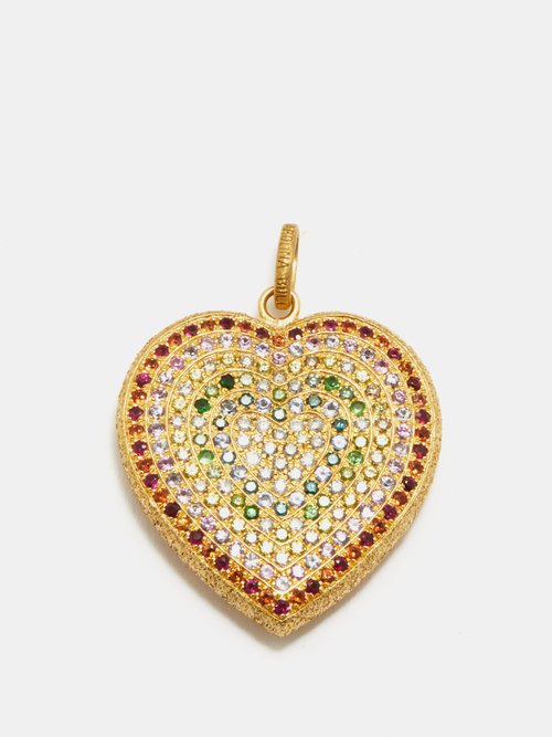 Carolina Bucci Rainbow Heart Sapphire & 18kt Gold Pendant