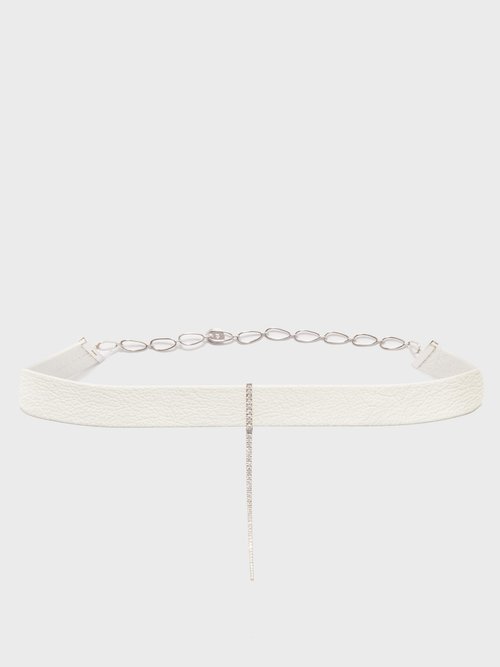 Diane Kordas Diamond, 18kt White Gold & Leather Choker Necklace
