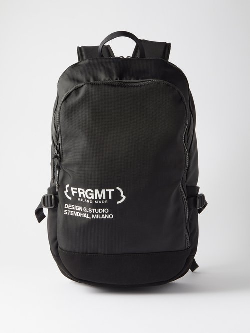 7 Moncler Frgmt Hiroshi Fujiwara - Logo-print Zipped Ripstop Backpack - Mens - Black