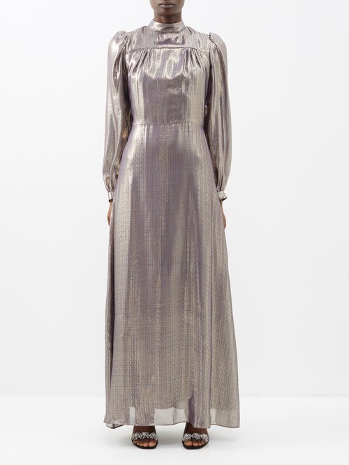 Bella Freud - Angelica Silk-blend Lamé Dress - Womens - Silver