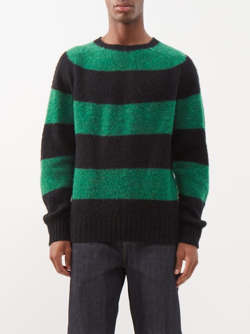 YMC - Striped Wool Sweater - Mens - Green Stripe