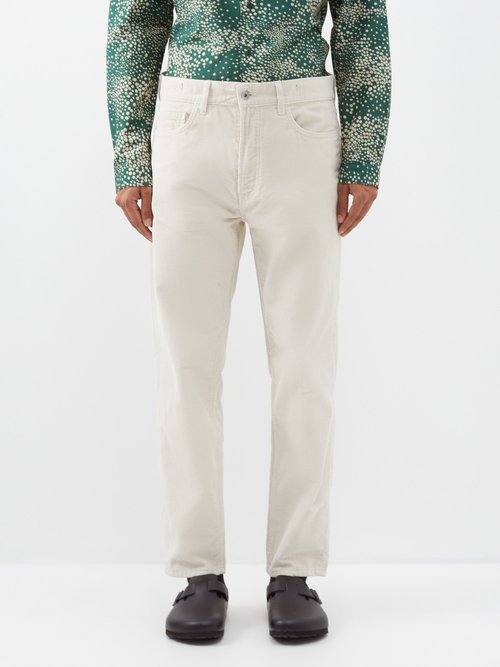 YMC - Tearaway Corduroy Slim-leg Jeans - Mens - White