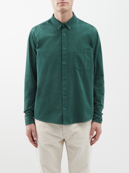 YMC - Dean Patch-pocket Organic-cotton Shirt - Mens - Green
