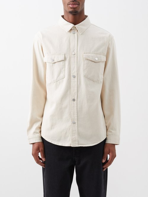 frame - flap-pocket denim shirt mens white