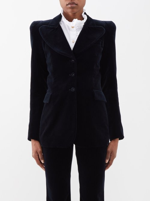 The Vampire's Wife - The Bellringer Single-breasted Cotton Suit Jacket - Womens - Navy