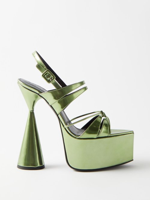 D'accori - Belle 150 Metallic-leather Platform Sandals - Womens - Green