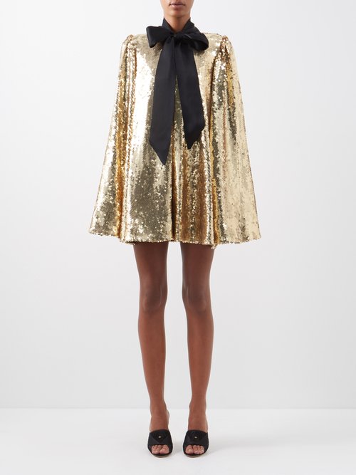 The Vampire's Wife - The Crusader Sequinned Satin Cape Gold