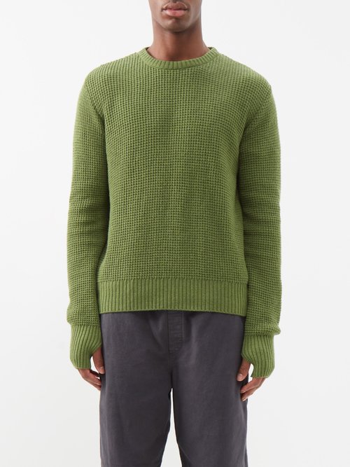 Folk - Waffle-knit Wool-blend Sweater - Mens - Green