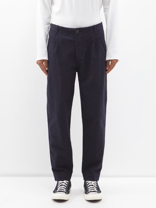 Folk Assembly Tapered Brushed-cotton Chino Trousers