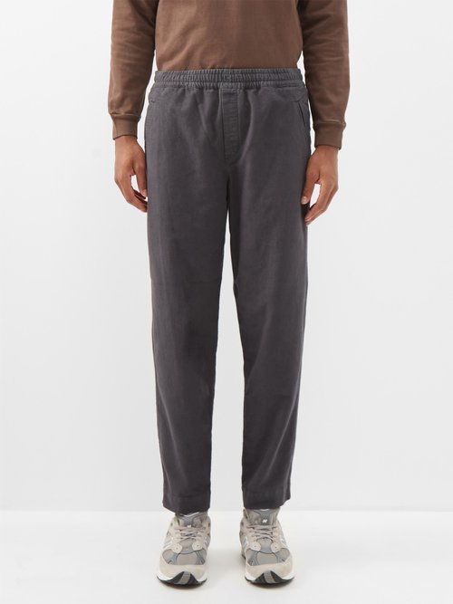 Folk Assembly Drawstring-waist Cotton Trousers In Grey