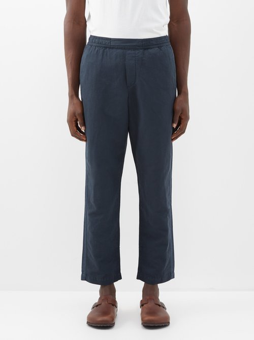 Orlebar Brown - Sonoran Elasticated-waist Cotton-blend Trousers - Mens - Dark Grey