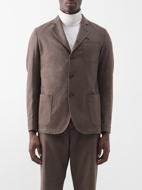 Oliver Spencer Solms Wool And Cotton-blend Suit Jacket In Brown