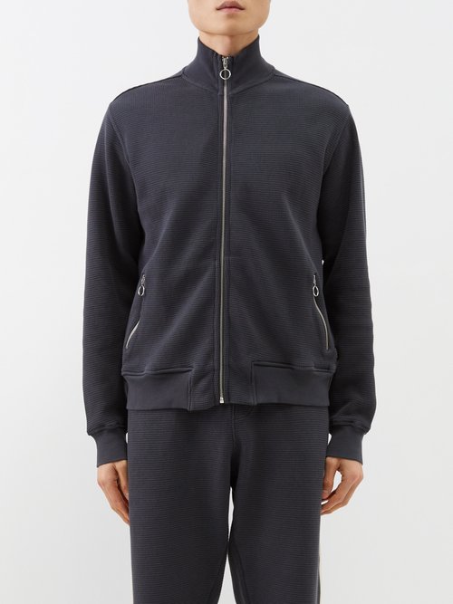 Oliver Spencer Calstock Zipped Organic-cotton Terry Track Top In Grey