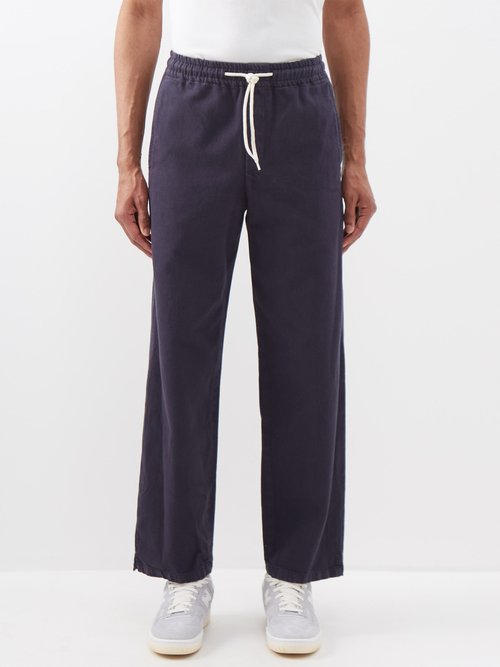 A.P.C. - Vincent Drawstring-waist Cotton-twill Trousers - Mens - Navy