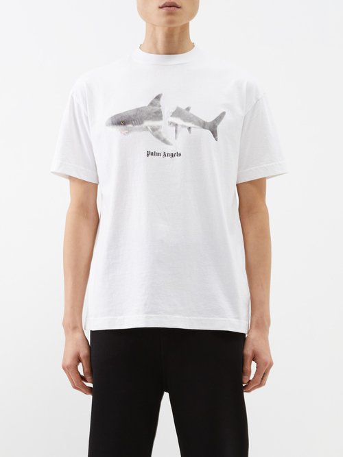 Palm Angels Shark-print Cotton-jersey T-shirt