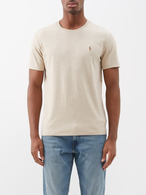 Polo Ralph Lauren - Logo-embroidered Jersey T-shirt - Mens - Cream