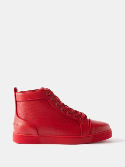 Christian Louboutin - Louis Orlato Perforated Leather High-top Trainers - Mens - Red