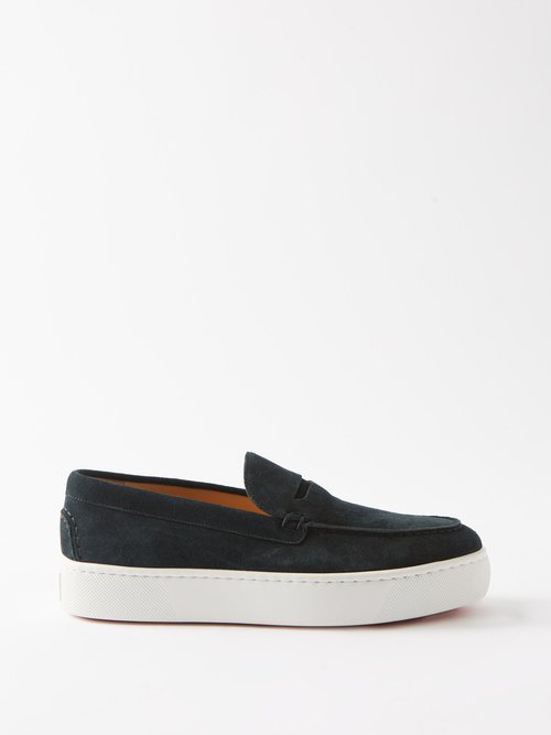 Christian Louboutin - Paqueboat Suede Slip-on Trainers - Mens - Dark Blue