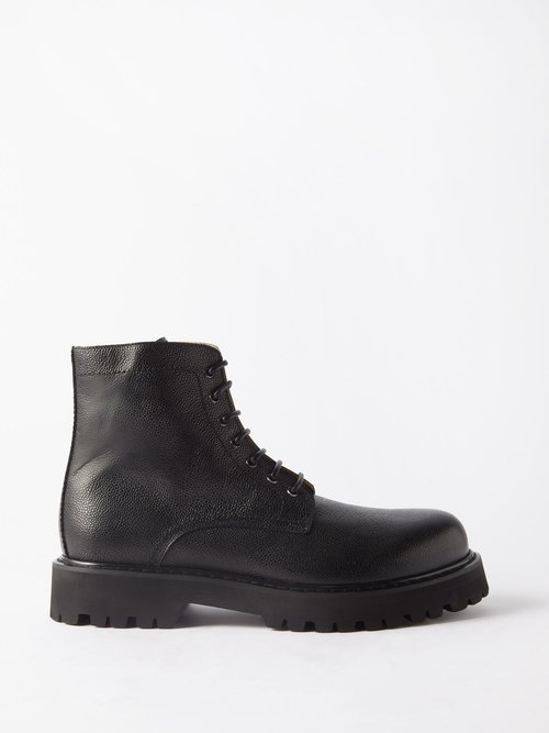 Armando Cabral Geba Grained-leather Boots In Black