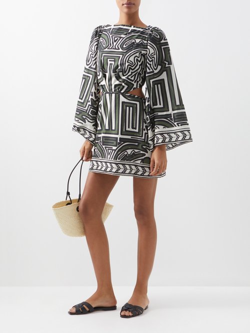 Johanna Ortiz Ethnic Notes Printed Cotton Mini Dress | Smart Closet