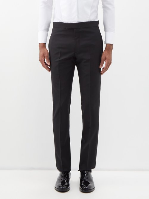 Paul Smith - Satin-stripe Slim-leg Wool-blend Tuxedo Trousers - Mens - Black